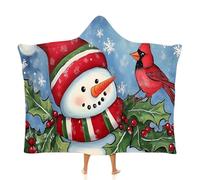 MGDIFYXAA Flanelle Couverture Polaire, 150 × 200 cm Noël Moelleuse Couverture à Capuche Jeté de Canapé Sweat à Capuche Cardinal Mignon Bonhomme de Neige Chaude et Douce en Plaid Polaire