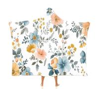 MGDIFYXAA Fleurs élégantes Couverture à Capuche Polaire, Jeté de Canapé en Flanelle, Belles Fleurs Sauvages Couverture de Lit Doux et Chaud pour Toutes Les Saisons 130 × 150 cm