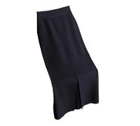 MGDIFYXAA Jupe Chaude pour Femme - Jupe Crayon Tricotée Surdimensionnée Automne Et Hiver pour Femme, Jupe Une Étape, Taille Haute, Longue, Amincissante, Robe Droite Fendue, Noir L