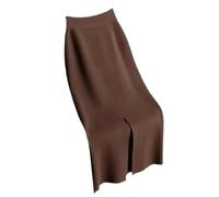 MGDIFYXAA Jupe pour Femme - Jupe Crayon Tricotée Surdimensionnée Automne Et Hiver pour Femme, Jupe en Une Étape, Taille Haute, Longue, Amincissante, Fendue, Robe Droite, Café 3XL