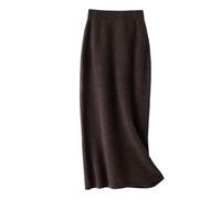 MGDIFYXAA Jupe pour Femme - Jupe Droite Unie Décontractée Chic Élastique Taille Haute Tricotée pour Femme, Mode Coréenne, Mi-Mollet, Longues Jupes pour Femmes, Hiver Café L