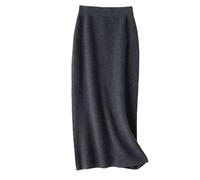 MGDIFYXAA Jupe pour Femme - Jupe Droite Unie Décontractée Chic Élastique Taille Haute Tricotée pour Femme, Mode Coréenne, Mi-Mollet, Longues Jupes pour Femme, Hiver, Gris Foncé L