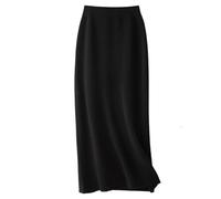 MGDIFYXAA Jupe pour Femme - Jupe Droite Unie Décontractée Chic Élastique Taille Haute Tricotée pour Femme, Mode Coréenne, Mi-Mollet, Longues Jupes pour Femmes, Hiver, Noir L