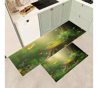 MGDIFYXAA Lot de 2 Tapis de Cuisine antidérapants et lavables Forêt des Contes de fées, Anti-Fatigue, pour décoration de la Maison, Bureau Debout