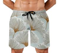 MGDIFYXAA Maillot de Bain Homme Géométrie élégante Short de Bain Respirant à Séchage Rapide avec Poches Imprimé Feuille de Lotus Short Plage Homme avec Doublure en Maille et Cordon Serrage XXL