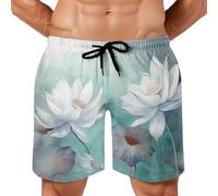 MGDIFYXAA Maillot de Bain Homme rêve Short de Bain Respirant à Séchage Rapide avec Poches Imprimé Lotus Short Plage Homme avec Doublure en Maille et Cordon Serrage XXL