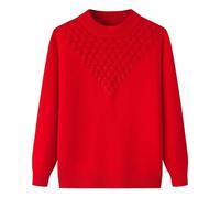 MGDIFYXAA Pull Tricoté pour Femme - Hauts Chauds À Col Mi-Haut pour Femmes, Tricots pour Mères D'Âge Moyen, Pulls Chauds d'hiver, Hauts Doux pour Dames, Rouge XXL