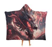 MGDIFYXAA Rêve Plaid à Adulte - Dragon Chinois Couverture à Capuche Polaire - pour Femme et Homme - Couverture TV Canapé 130 × 100 cm