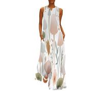 MGDIFYXAA Robe Grande Taille d'été Décontractée Femme - Imprimé Dessin animé Col en V sans Manches Robe Longue Plantes de Champignons Ample et Confortable pour la Plage 5XL