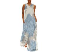 MGDIFYXAA Robe Grande Taille Longue Femme sans Manches à imprimé Plantes Simples - Chic et élégante Maxi Dress Chrysanthème décontractée pour Plage, été et soirée XXL