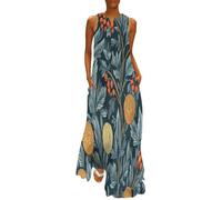 MGDIFYXAA Robe Longue Usine Femme été Chic Grandes Tailles - sans Manches Décontractée ou Soirée, Robe de Plage Imprimé Pissenlits Sauvages Respirante 5XL