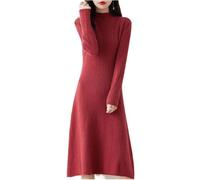 MGDIFYXAA Robe Pull Femme - Femmes Robes Amples Plus Longs Pulls Tricotés Mode Hiver Femme Mi-Mollet Doux Pulls en Cachemire Vêtements De Vacances Rouge M