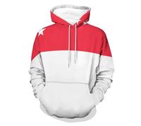 MGDIFYXAA Sweat à Capuche Homme Impression en 3D Sweatshirts Drapeau de Singapour Pull Sport Manche Longue Sweat avec Poches Kangourou pour Hiver et Automne 5XL