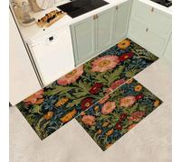 MGDIFYXAA Tapis de Cuisine antidérapant Lavable - Lot de 2 Tapis Cuisine Fleurs exquises Doux Devant evier pour Chambre à Coucher couloirs Salon (Marguerite des vignes,43×75cm+43×120cm)