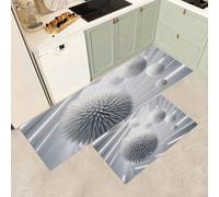 MGDIFYXAA Tapis de Cuisine antidérapant Lavable - Paillasson Interieur Géométrie d'Entrée Absorbant,Tapis de Sol Long pour Couloir, Passage(Sphère Blanche,43×75cm+43×120cm)