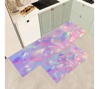 MGDIFYXAA Tapis de Cuisine antidérapant Lavable - Paillasson Interieur Rêve d'Entrée Absorbant,Tapis de Sol Long pour Couloir, Passage(Cœur Arc-en-Ciel,43×75cm+43×150cm)