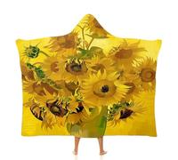 MGDIFYXAA Tournesol Jaune Couverture à Capuche Polaire, Jeté de Canapé en Flanelle, Belles Fleurs Couverture de Lit Doux et Chaud pour Toutes Les Saisons 150 × 200 cm