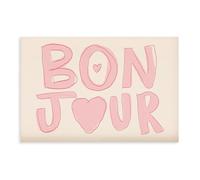 MGDUJGH Bonjour Toile murale écrite à la main minimaliste avec citation française Rose 40 x 60 cm