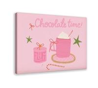 MGDUJGH Impression sur toile avec logo « Chocolate Time » - Motif chocolat rose chaud - 40 x 60 cm