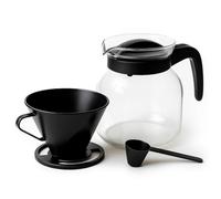 MGE - Carafe à Café en Verre 1,2 L avec Filtre Réutilisable - Cafetière Manuelle Type Chemex Compatible Micro-ondes - Machine à Café Goutte Manuelle - Idéale pour Café Moulu, Thé et Infusions Maison