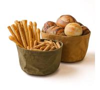 MGE - Lot de 2 Boîtes à Pain en Cellulose 20 cm - Sac à Pain Longue Conservation - Panier à Pain pour Tiroir - Sac Pain - Panier Rond - Corbeille a Pain, Fruit - Boite à Pain