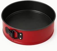 MGE - Moule à Manqué Démontable avec Charnière 20 cm - Moule Gâteau Rond en Acier au Carbone Rouge - Fond Amovible et Revêtement Antiadhésif - Moule à Pâtisserie et Génoise