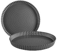 MGE - Moule à Tarte Perforé/Moule à Quiche avec Fond Amovible - Plat à Quiche - Moule Tartelette - Moules à Gâteaux Rond - Revêtement Antiadhésif - Moule à Flan Haut - Moule à Tartelette - 28 cm