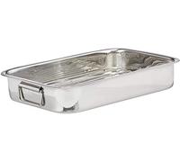 MGE - Plat à Four en Acier Inoxydable avec Grille et Poignées 40 cm - Plat à Rôtir Rectangulaire, Idéal pour Lasagnes, Poulet, Viande et Légumes