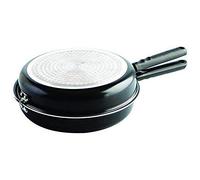 MGE - Poêle Haute Double pour Omelette - Poêle Antiadhésive Compatible Tous Feux dont Induction - Idéale pour la Cuisson Facile des Pommes de Terre et Frittatas - Poèle Double Compartiment - 28 cm