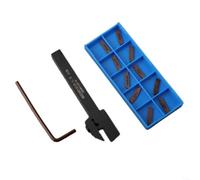 MGEHR1010-1.5 Ensemble de porte-outils à rainurer avec inserts | Comprend 10 inserts en carbure de tungstène, clé incluse, idéal pour rainurer, métaux non ferreux, haute précision