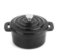 MGF Ferro - Mini Marmite Noir 10cm, Fonte, Rétention Optimale, Répartition de la Chaleur, Spécial Induction, Compatible Avec Four, Sans PFOA ni PTFE