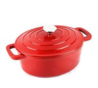MGF Ferro - Mini Marmite Rouge 10cm, Fonte, Rétention Optimale, Répartition de la Chaleur, Spécial Induction, Compatible Avec Four, Sans PFOA ni PTFE