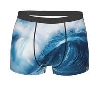 MGGAklp Big Ocean Wave Hd Print Boxer Homme Slip Respirant Doux Active Stretch Sous-vêtements, Noir , M Taille courte
