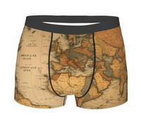 MGGAklp Boxer pour homme imprimé carte du monde - Sous-vêtements respirants et extensibles, Noir , XXL Taille courte