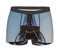 MGGAklp Boxer pour homme Imprimé Tour Eiffel Paris Slip Respirant Doux Active Stretch Sous-vêtements, Noir , XXL Taille courte