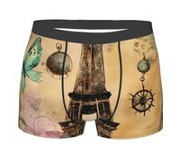 MGGAklp Boxer pour homme Imprimé Tour Eiffel Paris Slip Respirant Doux Active Stretch Sous-vêtements, Noir , M Taille courte