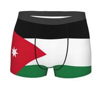 MGGAklp Caleçon boxeur imprimé drapeau jordanien pour homme Slip respirant doux Active Stretch Sous-vêtements, Noir , M Taille courte