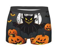 MGGAklp Caleçon boxeur pour homme imprimé lune chauve-souris citrouille Halloween Slip respirant doux Active Stretch Sous-vêtements, Noir , XL Taille courte