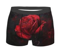 MGGAklp Caleçon boxeur pour homme imprimé rose rouge respirant doux actif stretch sous-vêtements, Noir , S Taille courte
