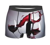 MGGAklp Caleçon boxeur respirant doux et extensible pour homme Imprimé vin rouge, Noir , L Taille courte