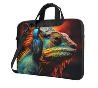 MGGAklp Cameleon Listen Sac à bandoulière pour ordinateur portable avec fermeture éclair et bandoulière réglable Motif imprimé musique, Noir , 15.6 inch