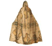 MGGAklp Cape à capuche pour adultes avec cape d'Halloween imprimée carte du monde