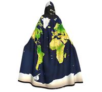 MGGAklp Cape à capuche pour adultes avec cape d'Halloween imprimée carte du monde