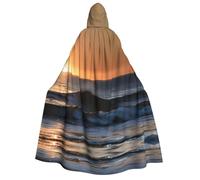 MGGAklp Cape à capuche pour adultes avec imprimé « Last Sun Rays Of Over The Sea Waves » avec cape d'Halloween