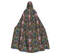 MGGAklp Cape à capuche unisexe avec imprimé tête de mort et fleurs pour carnaval, cosplay, fête de vampire, événements à thème, cape