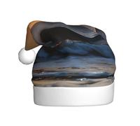 MGGAklp Chapeau de Père Noël imprimé « Last Sun Rays Of Over The Sea Waves » - Chapeau de Noël pour adulte - Fournitures de fête de Noël et Nouvel An