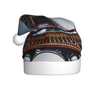 MGGAklp Chapeau de Père Noël imprimé Tour Eiffel Paris Chapeau de Noël pour adulte Noël Nouvel An Fournitures de fête festive