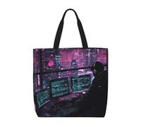 MGGAklp Hacker Era Sac fourre-tout avec fermeture éclair élégant et réutilisable pour le shopping, le travail, les vacances