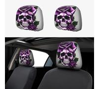 MGGAklp Housse de protection pour appuie-tête de siège de voiture avec imprimé tête de mort et rose violette