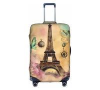MGGAklp Housse de protection pour valise de voyage extensible lavable et anti-rayures pour adulte Motif Tour Eiffel Paris, blanc, L